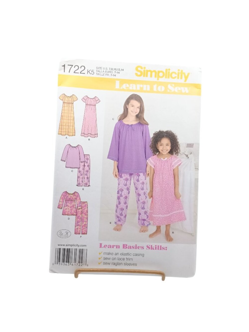UNCUT Simplicity 1722 K5 Learn To Sew Pattern For Child & Girls Lounge Dress